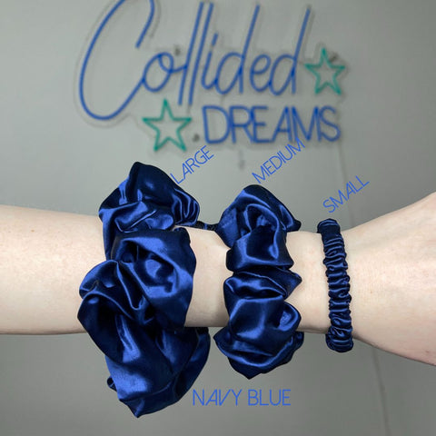 Silk Scrunchies: Navy Blue