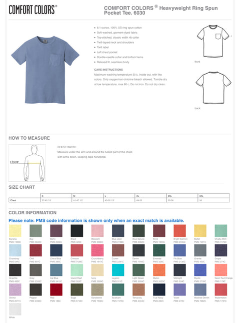 Embroidered cat pocket Comfort Colors Short Sleeve T-Shirt