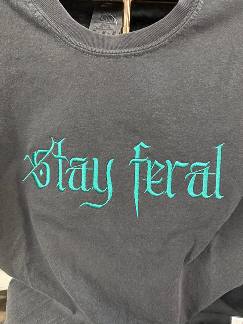 Embroidered 'Stay Feral" Comfort Colors Short Sleeve T-Shirt