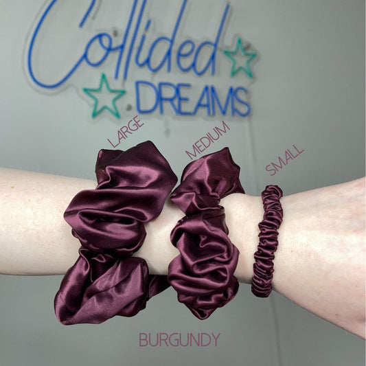 Silk Scrunchies: Burgundy