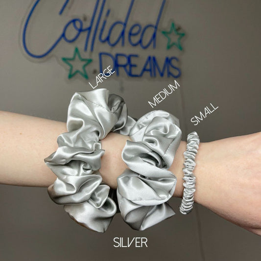 Silk Scrunchies: Silver