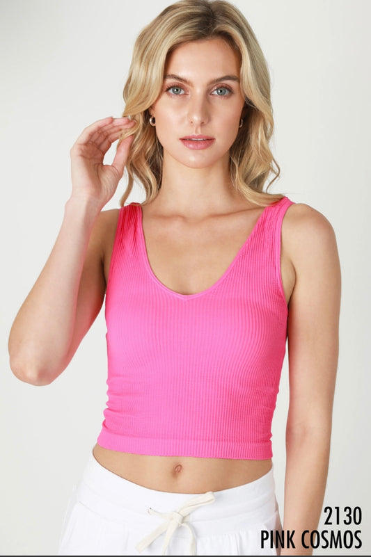 Reversible Crop Top - Pink Cosmos