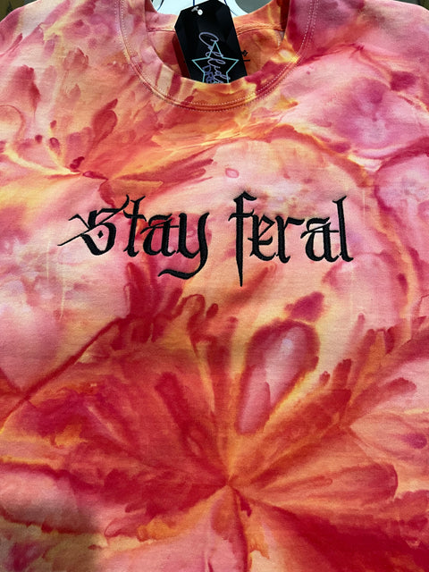 Embroidered 'Stay Feral" crewneck or hoodie
